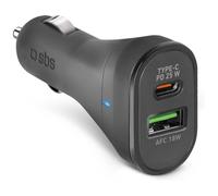 SBS Cargador de Coche 25 Watt, Cargador para iPhone, Samsung, Xiaomi, OPPO, Cargador USB-C para teléfonos móviles y tabletas, Salida de Carga Rápida USB-A 18 Watt