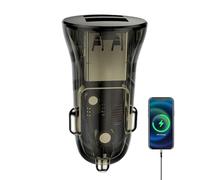Cargador automático súper rápido, adaptador de carga de coche USB-C | Carga transparente | Adaptador de carga rápida con tipo C y USB-A para coches, SUV, coches, camiones, cámaras