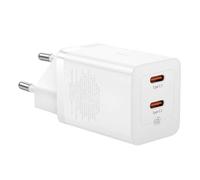 Cargador Baseus 40W USB-C GaN5 Blanco 2 Puertos Universal Compacto y Seguro