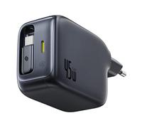 Cargador de pared USB-C EnerCore CJ11 de 45 W con cable USB-C retráctil - Negro
