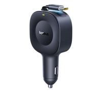Cargador de coche USB-C con cable USB-C retráctil de 30 W - Negro