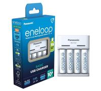Cargador Básico USB Panasonic Eneloop BQ-CC61 Recargable + 4 Pilas AA NiMh