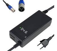 Cargador batería 54,6V 2A, para batería de Litio de 48V, con Pantalla LED y múltiples Funciones de protección y reparación, Certificado CE, Equipado con Conector de Pines XLR