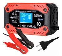 Cargador Baterias Coche y Moto, 12V 10A/24V 5A Cargador de Batería de Coche Múltiples Protecciones Bateria Moto con Pantalla Táctil LCD para AGM/Gel/EFB