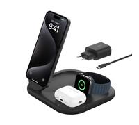 Cargador Belkin BoostCharge WIZ029VFBK magnético 3 en 1 Qi2 15 W plegable negro