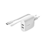Cargador Belkin Duo 24W con Cable Lightning 1m - 2 Puertos USB-A