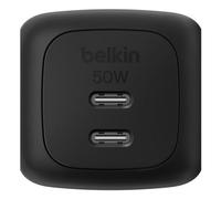Cargador Belkin WCH019kqBK GaN 50 W USB-C doble carga rápida negro