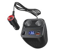 Cargador - Cable retráctil de 60 W con extensión antideslizante, adaptador para coche de 2 puertos, para teléfono móvil y camión