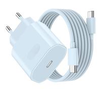 Cargador Carga Rapida para iPhone 17 16 15 Pro MAX Air Plus, iPad Pro/iPad Air, 27W USB C Carregador Enchufe Rapido Adaptador Corriente con 2M Cable(Azul)