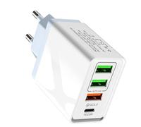 Cargador - Cargador USB c de 36w con 3 Puertos USB y 1 Tipo c, Carga rápida, Compacto y eficiente, Ideal para Dispositivos móviles.