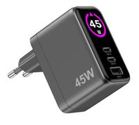Cargador Celly TCSCREEN2C1A45W Interior 45W 2 Puertos USB-C GaN Negro