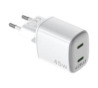 Cargador de Pared GAN 45W con 2 Puertos USB-C | Carga Rápida para Smartphones, Tablets y Portátiles | Compacto | Blanco