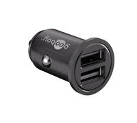 goobay 71897 Dual USB Car Charger, 4.8 A, Black, 25.5mm Diameter, 41mm Length