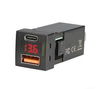 Cargador Coche 48W con Voltímetro LED para para carga Rápida(Red)