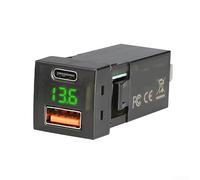 Cargador Coche 48W con Voltímetro USB C para rápido Cargador(Green)