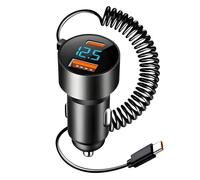 Cargador Coche Carga Rapida 100W con USB C y USB A, Cargador Mechero USB Carga Rápida con Cable Espiral 1,5M, Cargador Coche USB C y Adaptador Mechero Coche Universal 12V 24V