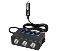 Cargador Coche Carga Rápida 360W Encendedor de Coche Multitoma Adaptador Mechero 12V/24V 30W PD3.0 y Duales 18W QC3.0 con 3 Tomas Interruptor y LED Voltímetro para Tableta/Teléfono/GPS/Dash CAM