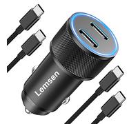 Cargador Coche Carga Rapida,60W Doble USB C Cargador Mechero Coche Cargador Coche USB C Cargador Movil Coche Adaptador con 2X Cable para iPhone 15 16 17 Pro MAX,Samsung Galaxy S23/S22/S21/S20