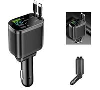 Cargador Coche, Carga Rápida 65W, Retráctil, USB C, 4 en 1, Compatible iPhone, Samsung, Huawei, Android, Adaptador Mechero Universal