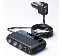 Cargador Coche Carga Rapida 9-in-1, Cargador Mechero Coche USB C PD 30W USB Qc3.0, Cargador Movil Coche 12V/24V con 3 Tomas De Mechero 6 Puertos Pantalla Led para iPhone Dash CAM