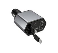 Cargador Coche Carga Rápida Retráctil, 120w, Cargador mechero Coche con Cable De Carga USB C Retráctil para Auto, Potente Cargador USB C para Vehículo como Adaptador De Encendedor