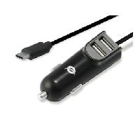 Conceptronic Cargador de Coche 2xUSB + USB-C 3.1A Negro