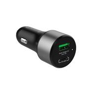Cargador coche Crong CRG-PWRC-USBC63-BLK 63W doble puerto USB-C y USB-A carga rápida