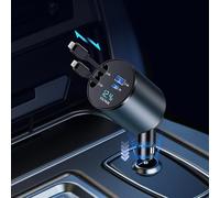 Cargador Coche Retráctiles,4 en 1 de 60W Cargador Coche Carga Rapida,Cargador Mechero Coche para iPhone 15/14/13/12/11 Pro/iPad/AirPod (2 Lighting Cords)