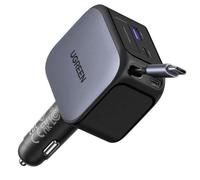 Cargador coche Ugreen 145W USB-C retráctil 4 puertos carga rápida