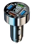 Cargador Coche USB 4 Puertos, Cargador Mechero 66W, Adaptador Mechero Carga Rápida con Voltímetro LED, Compatible con iPhone, Samsung, Xiaomi, Huawei, Tablets y GPS, Diseño Compacto, Negro