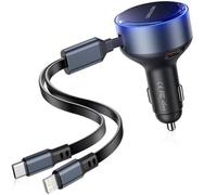 Cargador de Coche Vention FFOB0/ 1xUSB Tipo-C Macho/ 1xUSB Tipo-C hembra/ 1xLightning Macho/ 30W