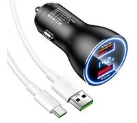 Cargador Coche y Cable USB C para OPPO Reno15 14 13 12 11F 10 5G,SuperVooc Adaptador de Cargador USB Coche 80W 6A Carga Rapida y 1M Cable Tipo C para OPPO Find X9 X8 X7 X6 Pro A98 realme 14 GT Neo 3T