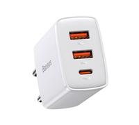 Cargador compacto Baseus CCXJ-E02 20W USB-C/USB-A carga rápida QC 3.0/PD 3.0 Blanco