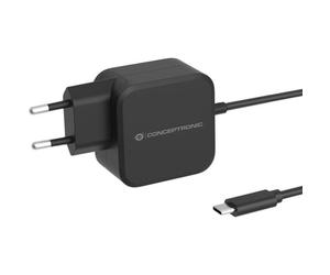 Cargador Conceptronic OZUL04BE USB-C PD 67W GaN Protección Avanzada Cable 1,8 m