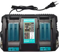 Cargador DC18RD 14,4 V-18 V Dual Port Cargador rápido para batería BL1850B BL1850 BL1860B BL1860 BL1840B BL1835 BL1815 BL1415 BL1430 BL1440 BL1450 Compatible con batería Makita de 18 V