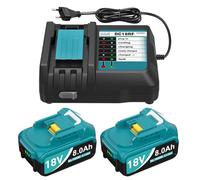 Cargador DC18RF + 2 baterías de 8,0 Ah 18 V, compatible con herramientas Makita LXT, repuesto para BL1860B/BL1850B, indicador LED y protección múltiple