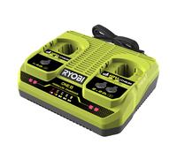 RYOBI - Cargador de 2 Puertos 4.0A/h 18V One+ - Indicadores LED de Carga - Compatible con Todas Las baterías RYOBI® Lithium+™ 18V One+™ - RC18240
