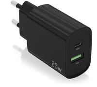 Cargador de 20 W 1 USB-C PD3.0 1 USB-A QC3.0 (negro) - AISENS