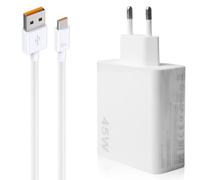 Cargador de 45 W con cable USB-C para Xiaomi, cargador rápido USB para teléfono, adaptador de corriente USB, cable de carga rápida de 1 metro (tipo C) para Xiaomi Redmi Note 14, 13, 12 y 11 Pro