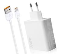 Cargador de 45 W con cable USB C para Xiaomi Redmi Note 14 Pro 5G, 6 A cargador rápido USB Power teléfono móvil, adaptador de carga rápida, cargadores para Xiaomi Poco X7 M7 Pro M6 Pad 7 6 5