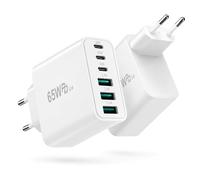 Cargador de 65 W con 6 Puertos, 3 USB-C y 3 USB-A, Cargador Rápido USB-C Compacto, Cargador III Compatible con iPhone 17/16/15/14/13/12/11, iPad, MacBook, Galaxy S26/S25/S24, Switch, Blanco