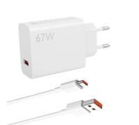 Cargador de 67 W Cargador rápido USB C con Cable Tipo C de 2 m para Xiaomi Red-mi Note 15, 14, 13, 12 Pro 5G, Mi 13, Mi 12, Mi 11, Poco X5, X6 Pro - Cargador Turbocharge de 67 W