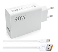 Cargador de 90 W con cable USB-C para Redmi Note 14, 13, 12 y 11 Pro, adaptador de carga rápida de 6 A, alimentación de carga rápida, cargador rápido HyperCharge con cable USB-C 6 A, 1 m