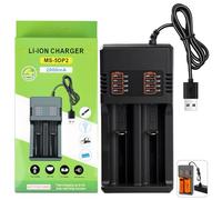 Cargador de batería 18650 26650 21700 18500 14500 10440, cargador universal inteligente 2 ranuras cargador de batería Li-ION 3,7 V con cable USB, pantalla LED inteligente y protección segura