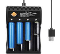 Cargador de batería 18650, cabezal de carga USB, cargador de batería recargable universal de iones de litio de 4 ranuras, inteligente, automático y rápido.