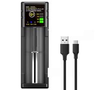 Cargador de batería 18650, Cargador de batería de 1 bahía con Pantalla LCD Inteligente. Carga rápida para baterías Recargables de Li-Ion, NI-MH, NI-CD, AA, AAA, C, 21700, 26650, 13650, 16340, 18350