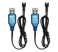 Cargador de Batería 3.7v Cable con SM-2P Plug Cargador USB para 3.7V USB Cable Cargador Universal NI-MH Battery USB Charger Cable para RC Drone, Vehículos - 2pcs