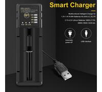 Cargador de batería 3X 18650, 26650 USB inteligente de níquel-hidrógeno AA AAA 21700, cargador de batería de litio de una sola ranura