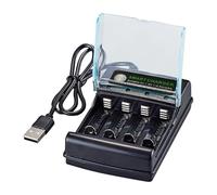 Cargador de Batería 4 Bay AA Estación de Carga Rápida - Carga de Hogar, Quad Compact | Puertos INDEPENDIENTES Smarts PACCIONES DE Alimentación Pack RESABIERTA