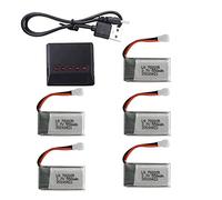 Cargador de batería 5 en 1 con 5 baterías Li-Po de polímero de litio de 3.7 V 550 mAh y cable de carga USB para cuadricóptero SYMA Q11 H99W, modelo de avión, batería Li-Po de 3.7 V con cable de carga
